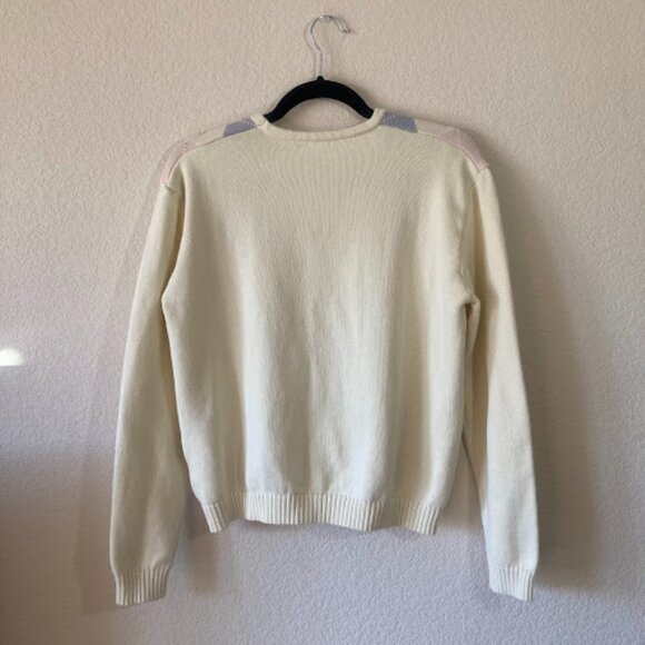 JOHN GALT Argyle Pastel Cardigan Sweater Light Academia Soft Girl Coquette L - Picture 3 of 12